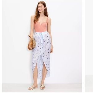 LOFT Beach Floral Wrap Skirt in Coastal Glow, Size Medium, Bathing Suit Cover Up
